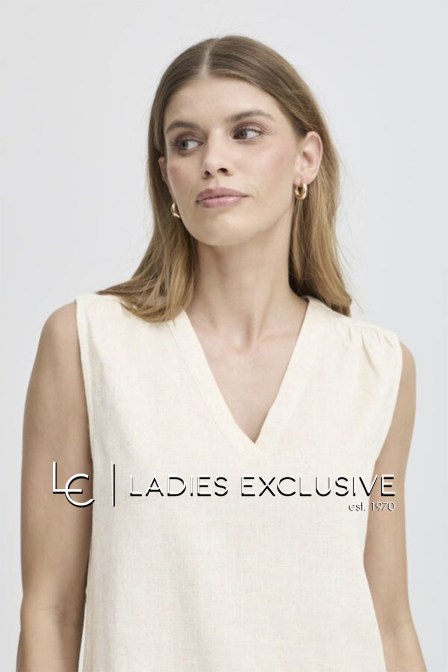 FRANSA Μπλούζα αμάνικη λινή