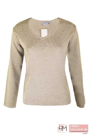 NICOLA Μπλούζα μπεζ με v
