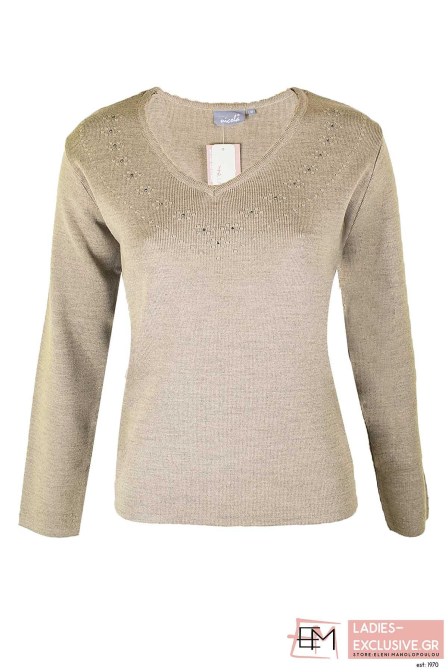 NICOLA Μπλούζα μπεζ με v