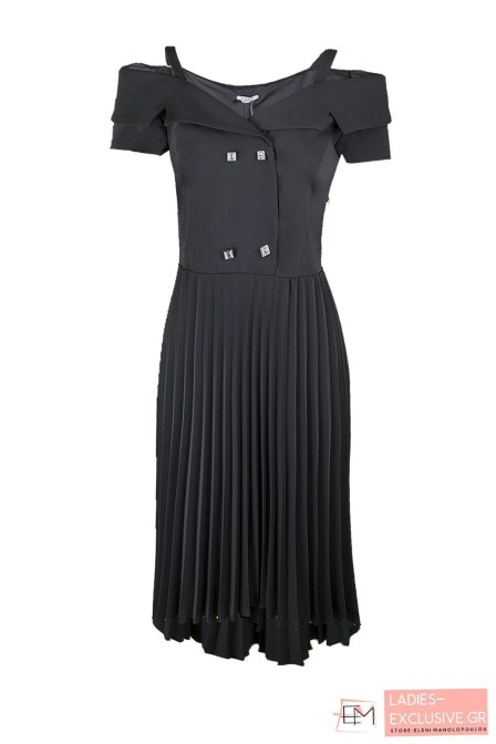 ESTEL Φόρεμα μαύρο πλισέ