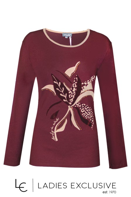 NICOLA Μπλούζα με στάμπα βελουτέ λουλούδι