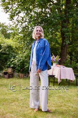 FRANSA Παντελόνα ριγέ με λάστιχο