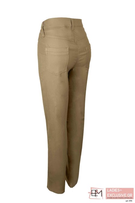 VETO Παντελόνι μπεζ από τεχνόδερμα