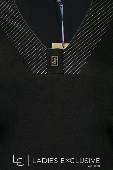 NICOLA Μπλούζα κοντομάνικη με v και ασημοκλωστή