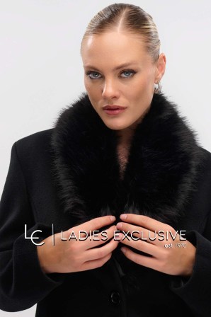 FIBES Παλτό με γούνινο γιακά