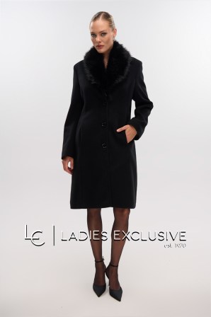 FIBES Παλτό με γούνινο γιακά