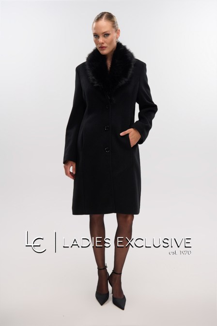 FIBES Παλτό με γούνινο γιακά