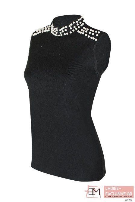 NICOLA Μπλούζα μαύρη αμάνικη