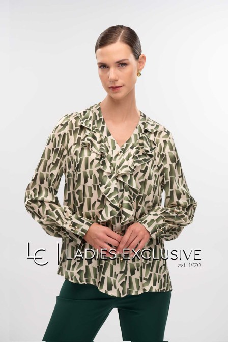 FIBES Πουκάμισο σατέν με βολάν