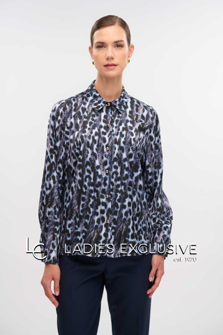 FIBES Πουκάμισο σατέν με πέτο γιακά