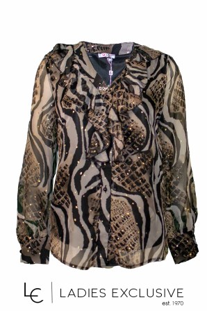 FIBES Πουκάμισο με άνοιγμα v και βολάν