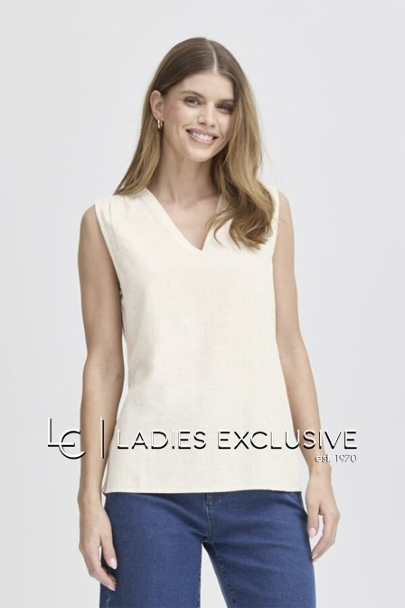 FRANSA Μπλούζα αμάνικη λινή