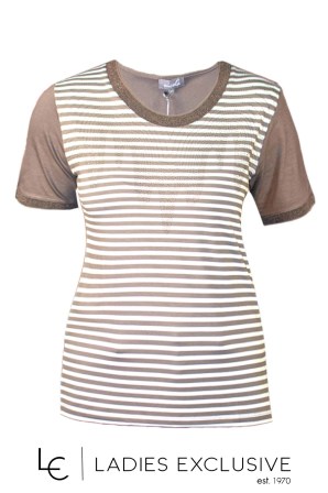 NICOLA Μπλούζα κοντομάνικη ριγέ με μπρονζέ κλωστή