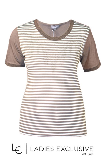 NICOLA Μπλούζα κοντομάνικη ριγέ με μπρονζέ κλωστή