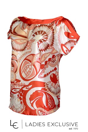 ESTEL Μπλούζα σατέν με χαμόγελο