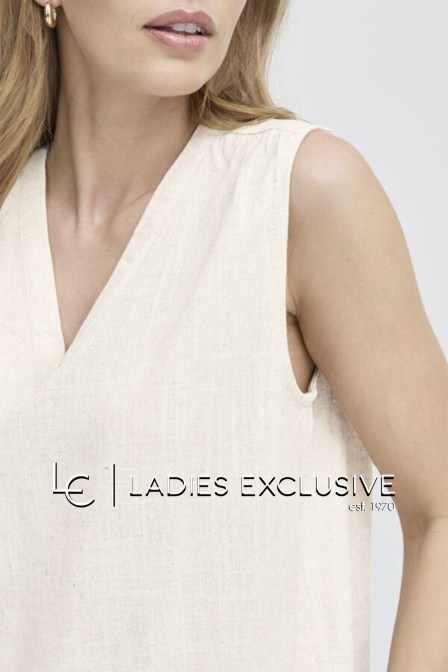 FRANSA Μπλούζα αμάνικη λινή