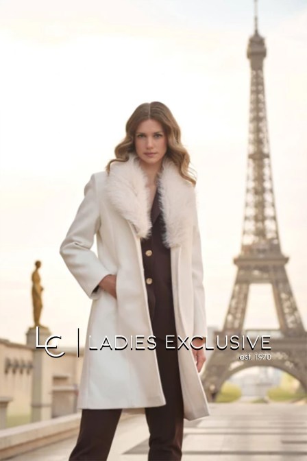 FIBES Παλτό με γούνινο γιακά