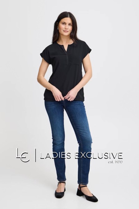 FRANSA Μπλούζα κοντομάνικη με διπλό ύφασμα