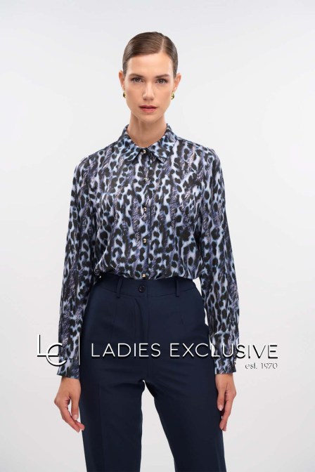 FIBES Πουκάμισο σατέν με πέτο γιακά