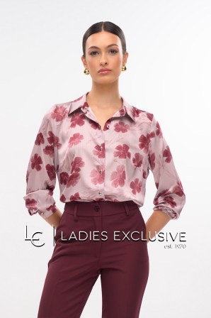 FIBES Πουκάμισο σατέν με πέτο γιακά