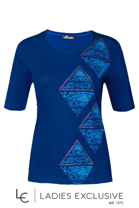 ELIN Μπλούζα κοντομάνικη με τρίγωνα στρας