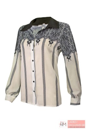 VETO Πουκάμισο ασπρόμαυρο μακρυμάνικο