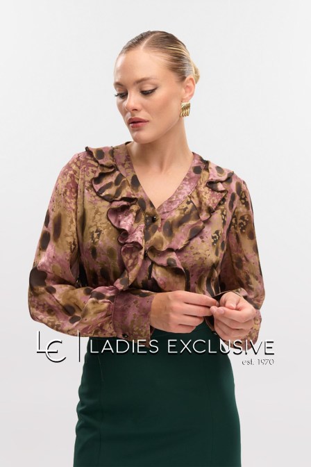 FIBES Πουκάμισο σατέν με βολάν