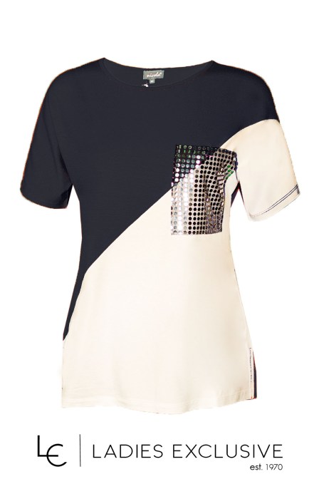 NICOLA Μπλούζα κοντομάνικη μπλε λευκό