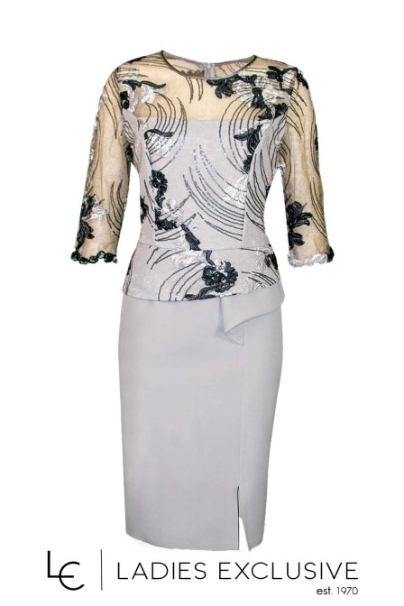 WEFTS Φόρεμα βραδινό κρεπ με κέντημα