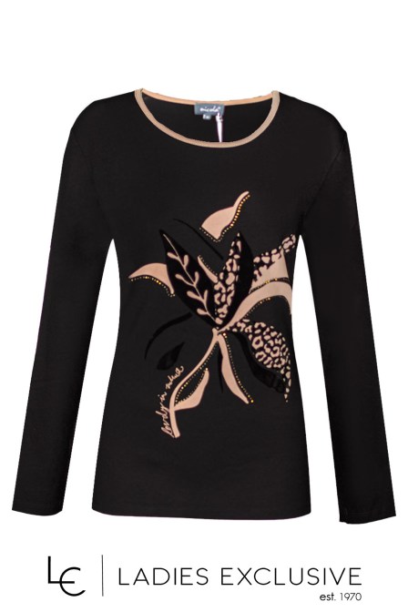 NICOLA Μπλούζα με στάμπα βελουτέ λουλούδι