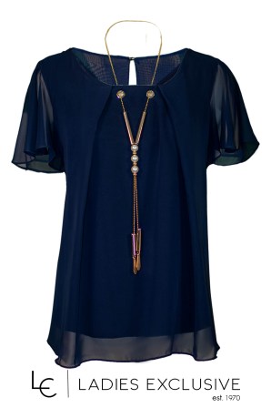 FIBES Μπλούζα κοντομάνικη από μουσελίνα