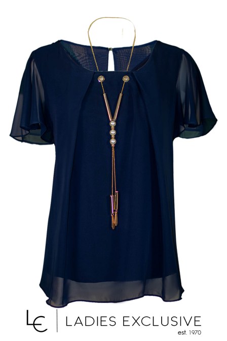 FIBES Μπλούζα κοντομάνικη από μουσελίνα