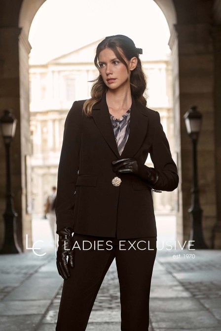 FIBES Σακάκι κρεπ με εντυπωσιακό κουμπί