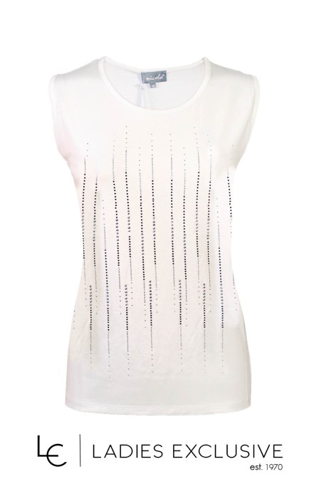 NICOLA Μπλούζα αμάνικη με γραμμές στρας