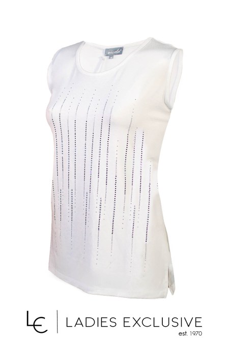 NICOLA Μπλούζα αμάνικη με γραμμές στρας