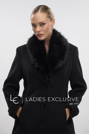 FIBES Παλτό με γούνινο γιακά