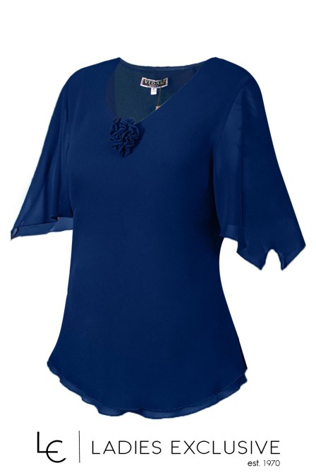 VIDAL Μπλούζα κοντομάνικη από μουσελίνα