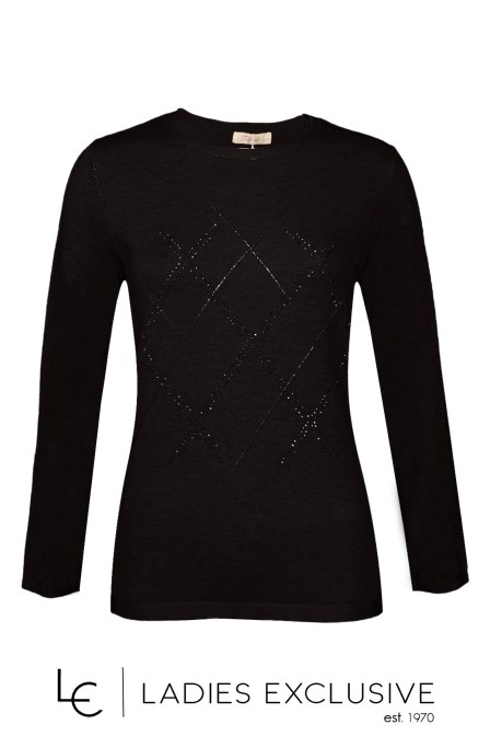 TRIPODE Μπλούζα πλεκτή με ρόμβους και στρας