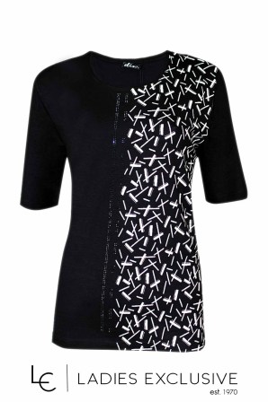 ELIN Μπλούζα κοντομάνικη με λευκό σχέδιο