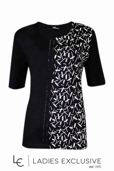 ELIN Μπλούζα κοντομάνικη με λευκό σχέδιο