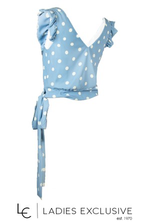 ESTEL Μπλούζα αμάνικη σιέλ με πουά